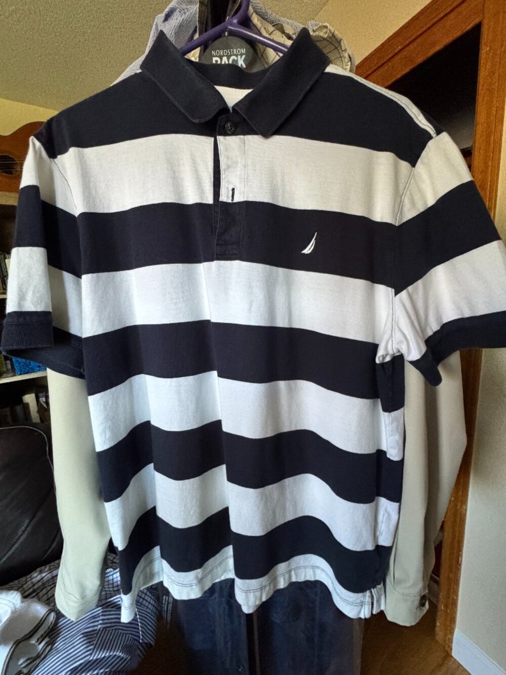 Nautica Men Short Sleeve Red Polo Shirt.size Large